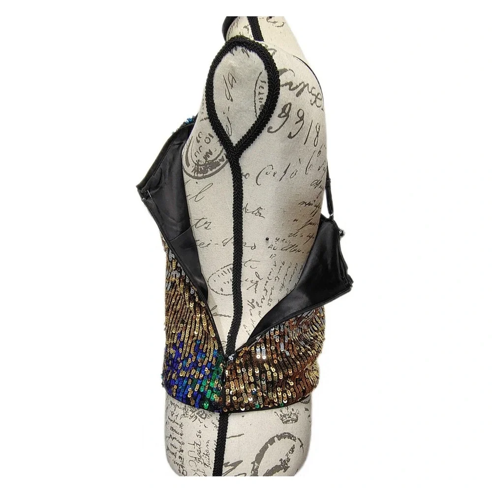 Vintage Y2K bebe Sequin Ombre Tank Top Cami Strappy Mermaid Core Festival‎
